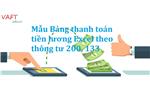 Mẫu Bảng thanh toán tiền lương Excel theo thông tư 200, 133