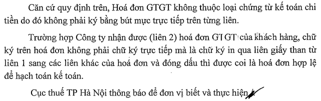 có cần phải ký sống trên hóa đơn