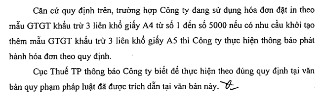 quy định khổ giấy của hoá đơn đặt in