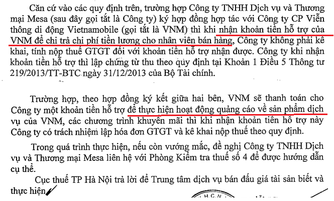 nhận tiền hỗ trợ chi phí tiền lương nhân viên bán hàng