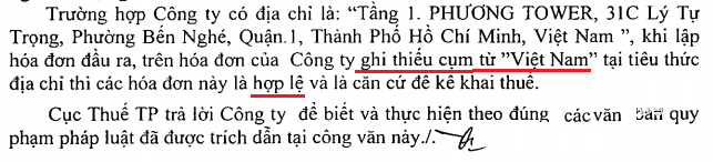 hóa đơn thiếu chữ việt nam